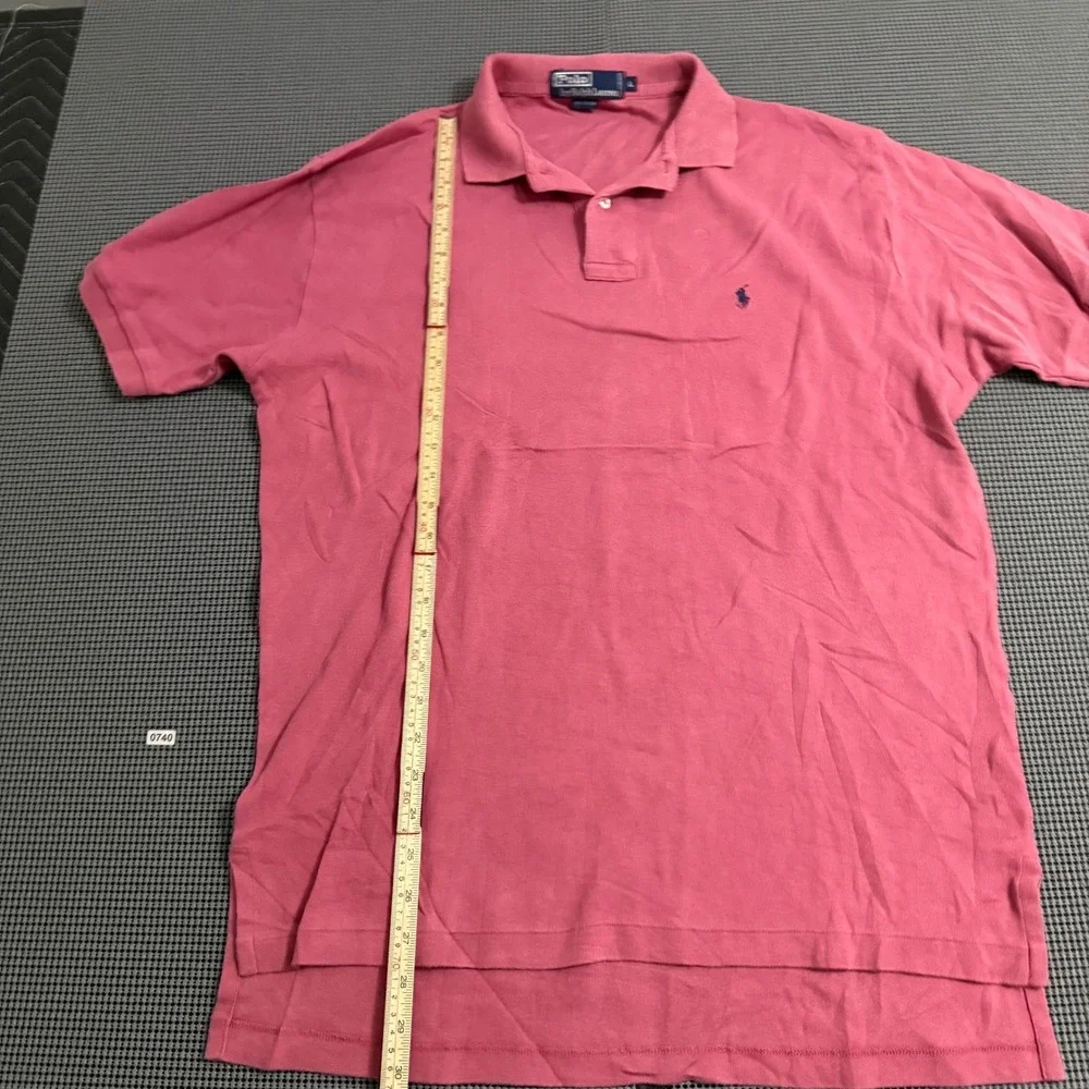 Polo Ralph Lauren Mens Large Pink Short Sleeve Cotton Pique Pony Logo Polo Shirt